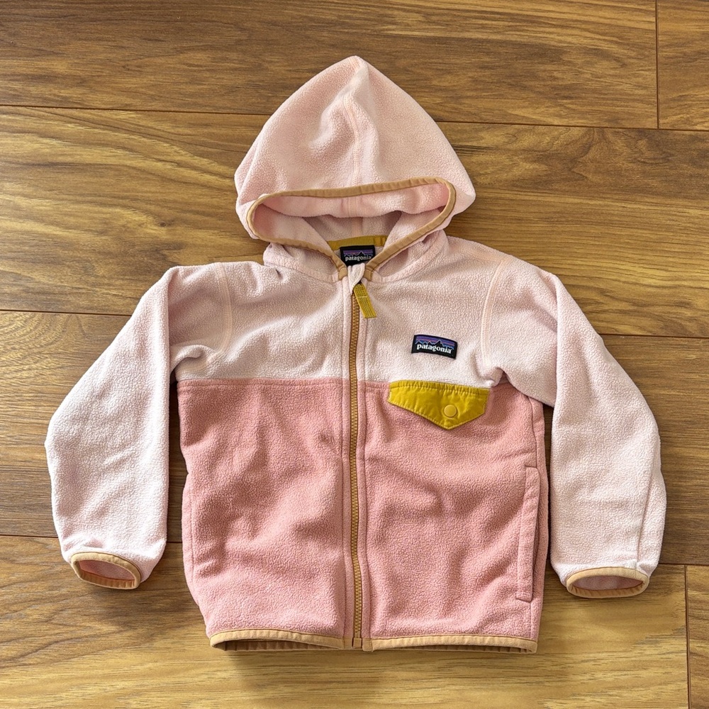 Patagonia Toddler Girl Pink Hooded Fleece Jacket 2T